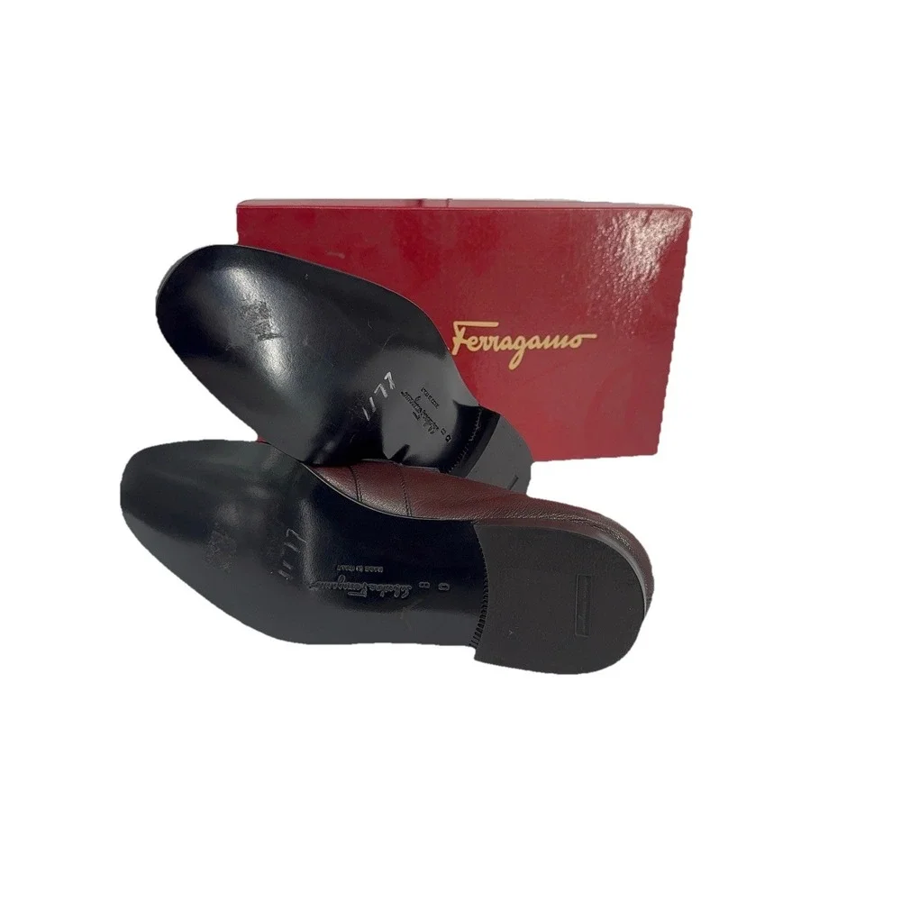 Salvatore Ferragamo Men's Brown Leather Loafers 8 D Made in Italy Luxury‎